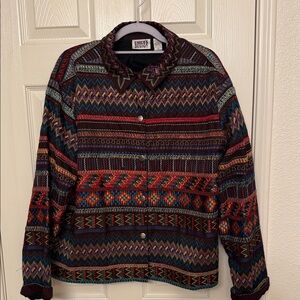 Chico Vintage Embroidered Pattern Jacket. Perfect Tropical Cruise ship jacket